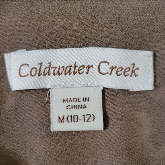 Coldwater Creek Women's Pintuck Brown Floral Blouse - Picture 2 of 15